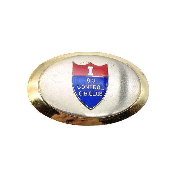 Vintage 1980s I-80 Control CB Club Belt Buckle
